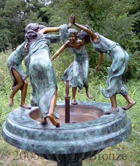 Four Dancing Ladies Urn bronze fountain-4