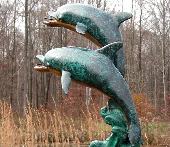 Two Dolphins Dancing bronze sculpture fountain-1