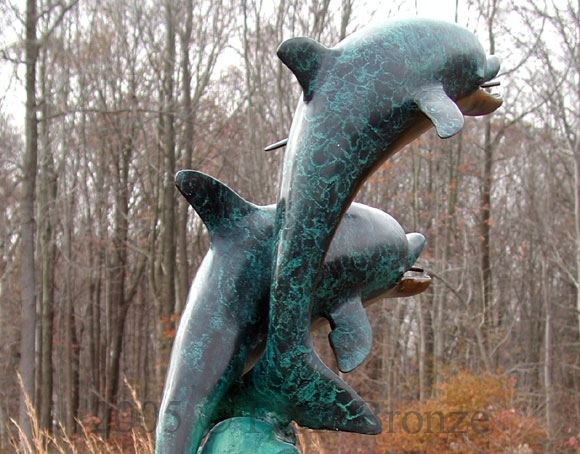 Two Dolphins Dancing bronze sculpture fountain-4