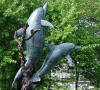 Two Dolphins with Coral bronze statue