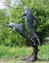 Two Dolphins with Coral bronze sculpture fountain
