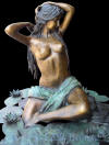 Nude Girl Seated on Rock bronze 