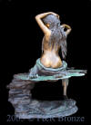 Nude Girl Seated on Rock bronze statue