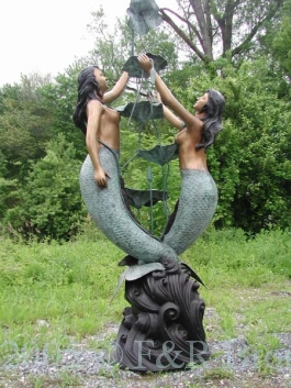 Twin Mermaid bronze fountain