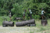 Four Kids on Logs bronze