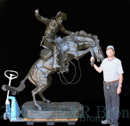 Heroic Bronco Buster bronze statue
