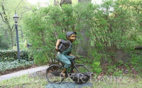 Bicycle Boy bronze statue-1