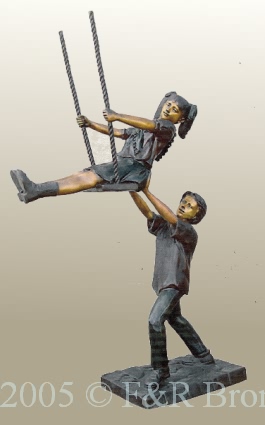Boy & Girl on Swing bronze statue by Turner