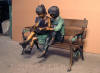 Kids on Bench Reading bronze sculpture by Max Turner