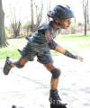 Rollerblading Girl bronze statue