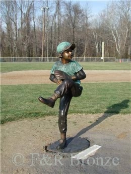 Baseball Pitcher Boy bronze statue