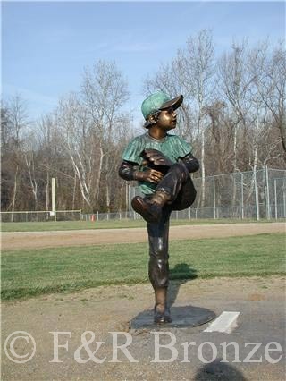 Baseball Boy Pitcher bronze statue-1