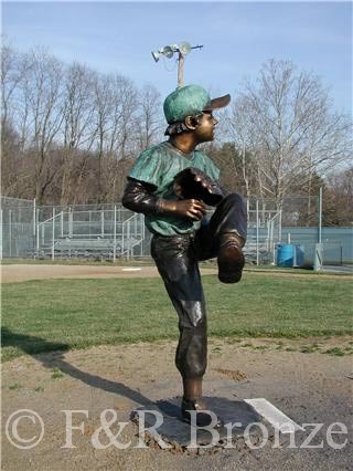 Baseball Boy Pitcher bronze statue-2