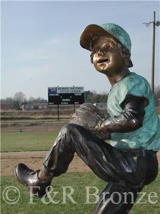 Baseball Boy Pitcher bronze statue-4