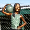Girl with Soccer ball bronze sculpture