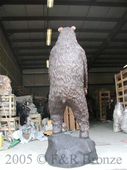 Bear Standing on Rock bronze statue-4