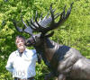 Life Size Moose Standing On Rock bronze statue