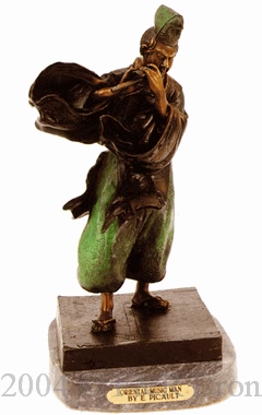 Oriental Music Man bronze sculpture by Picault