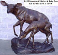Mother and Baby Deer Bronze Statue