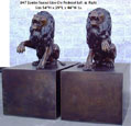 Left & Right Seated Lion on Pedestal Bronze Sculpture