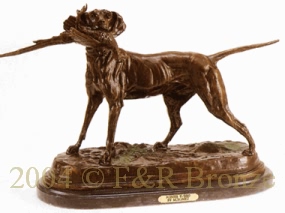 Pointer with Bird bronze statue by Jules Moigniez