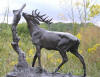 Elk By Tree Bronze Sculpture