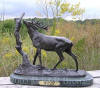 Elk By Tree Bronze Statue